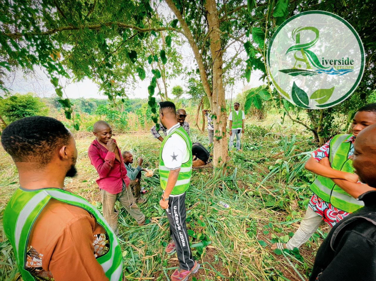 The Riverside team walking the farm
